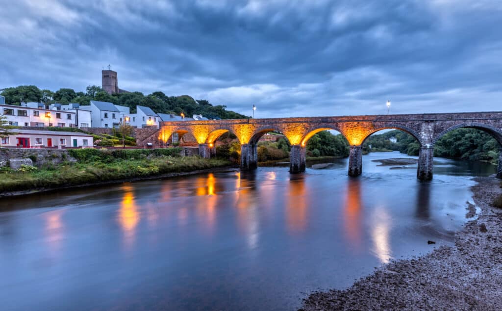 The Newport Viaduct in County Mayo close to Westport, Ireland at Night